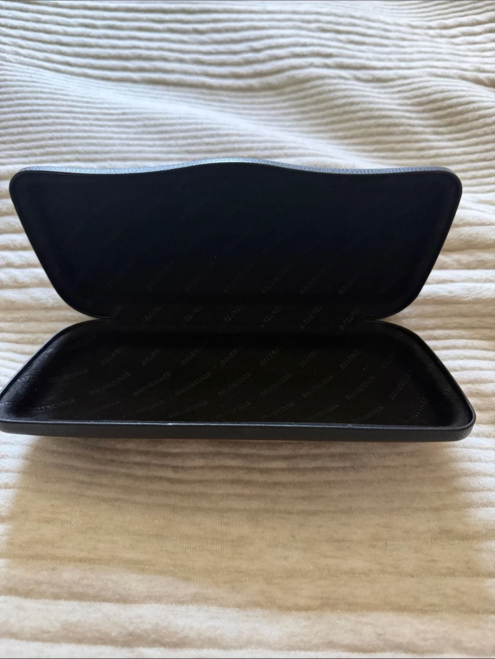 Balenciaga Black Embossed Leather Sunglasses Case